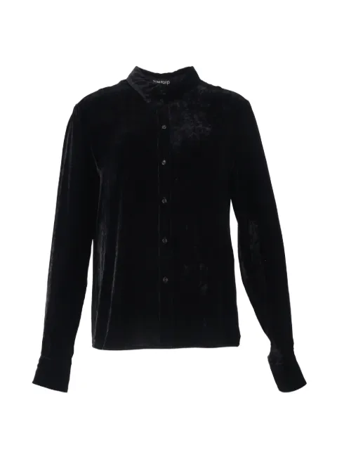 Tom Ford Vintage velvet long-sleeve shirt Black NAPPUGBCL461951W