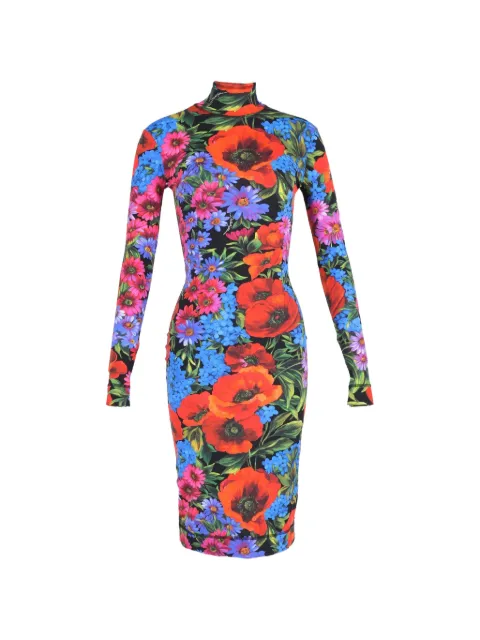 Dolce & Gabbana Pre-Owned floral-print turtleneck dress Black NAPPUGBCL424662W