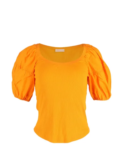 Ulla Johnson scoop-neck puff-sleeve T-shirt Orange NAPPUGBCL410262W