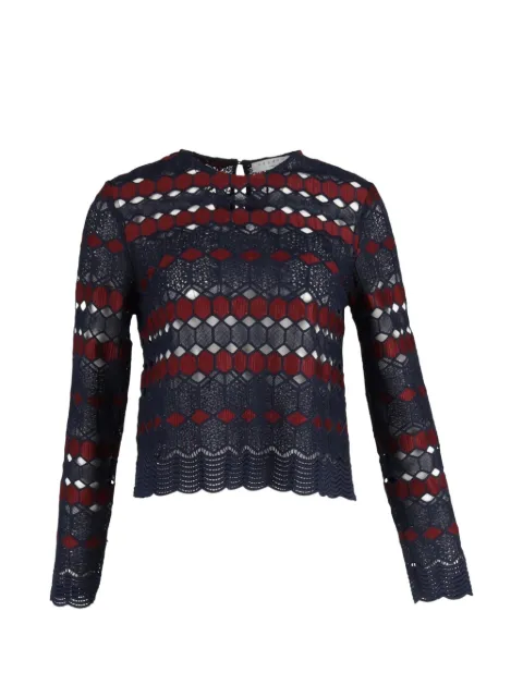 SANDRO lace-detail long-sleeved blouse Blue TONPUGBCL402878W