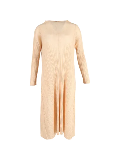 Issey Miyake Pre-Owned pleated long-sleeve midi dress Neutrals NAPPUGBCL403471W