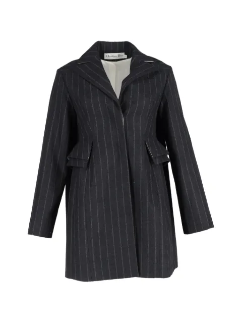 Christian Dior Pre-Owned pinstripe single-breasted blazer Grey NAPPUGBCL429425W