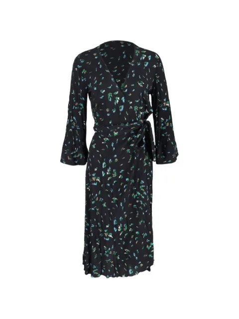 GANNI floral-print midi dress Black NAPPUGBCL259898W
