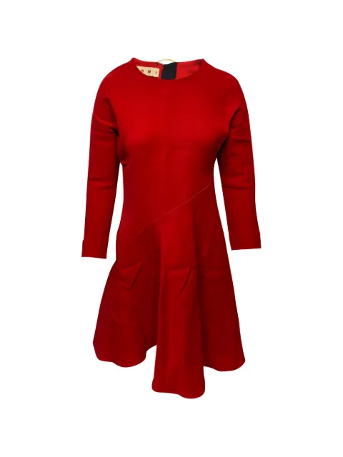 Marni Pre-Owned flared long-sleeve dress Red NAPPUGBCL095368W