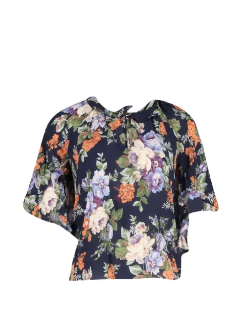 Vilshenko Lena floral-print blouse Blue NAPPUGBCL359269W