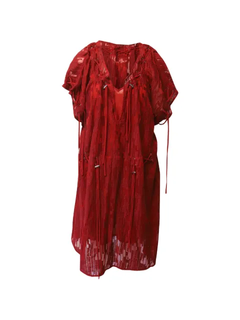 IRO lace-up textured midi dress Red TONPUGBCL169989W