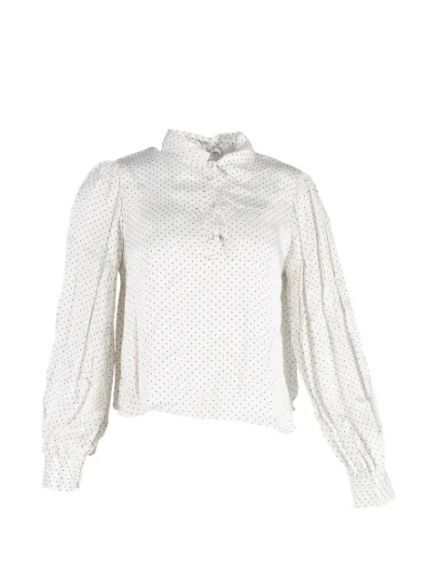 GANNI polka dot long-sleeve blouse White NAPPUGBCL400776W