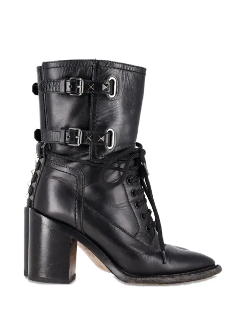 Valentino Garavani Pre-Owned Garavani rockstud buckle heeled boots Black NAPPUGBSH359581W
