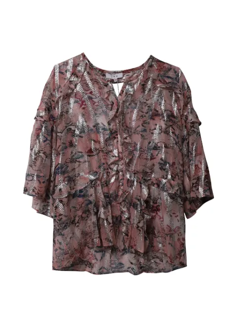 IRO floral metallic open-back blouse Pink NAPPUGBCL099478W