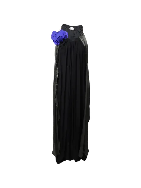 Lanvin Pre-Owned flower applique dress Black HNPUGBCL103525W