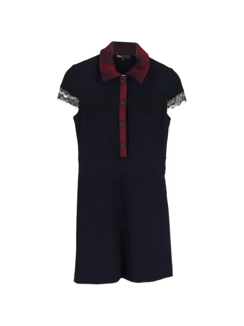 Maje lace-trim collared mini dress Blue NAPPUGBCL403277W