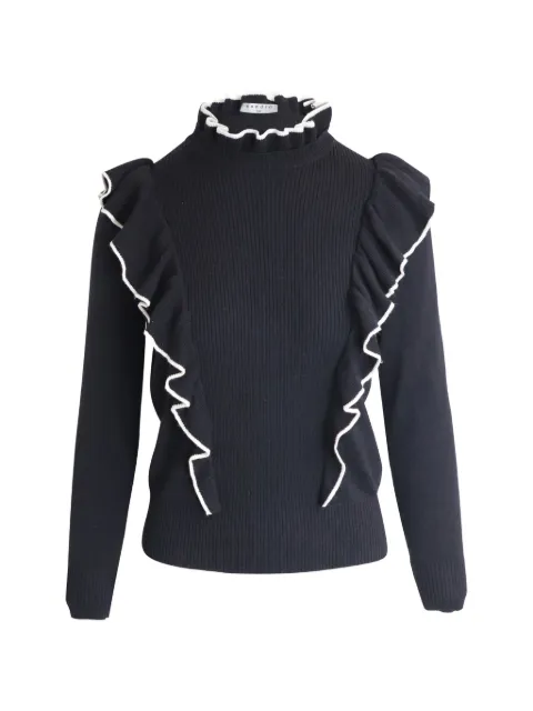 SANDRO ruffle-trim sweater Black NAPPUGBCL262021W