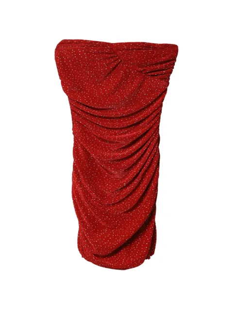 Maje polka-dot ruched mini dress Red NAPPUGBCL114290W