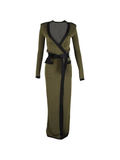 Balmain Pre-Owned V-neck maxi cardigan Green NAPPUGBCL368323W