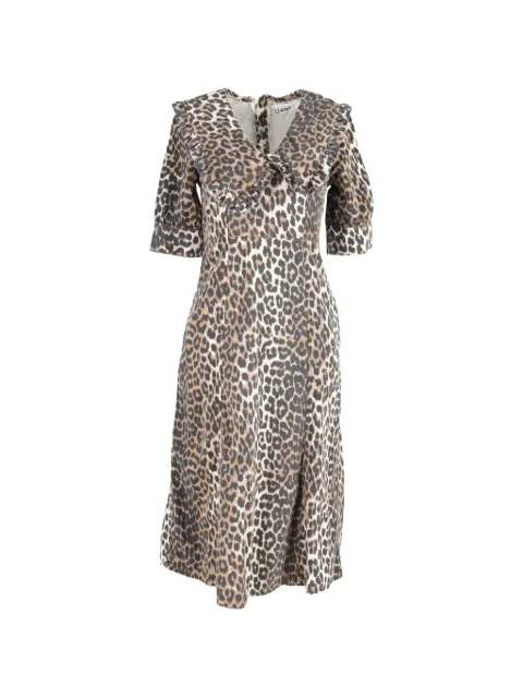 GANNI leopard-print midi dress Brown NAPPUGBCL448422W