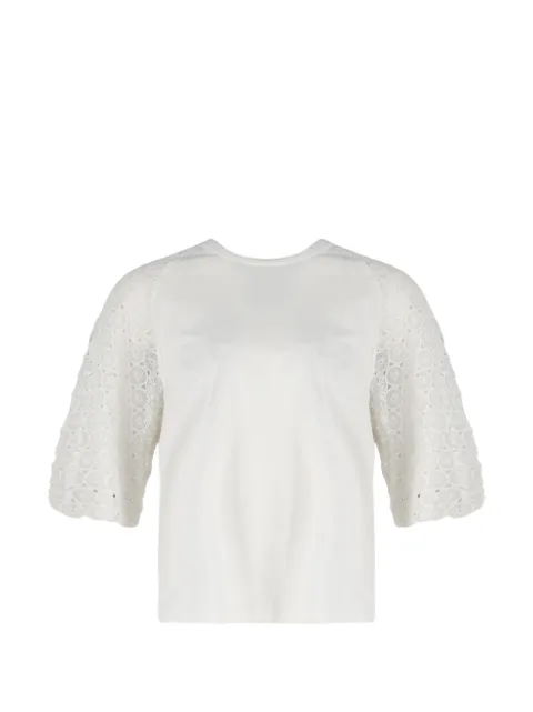 Chloé Vintage lace-sleeve crew-neck T-shirt White NAPPUGBCL457551W