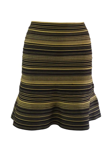 Herve Leger stripe-pattern midi flared skirt Black NAPPUGBCL155696W