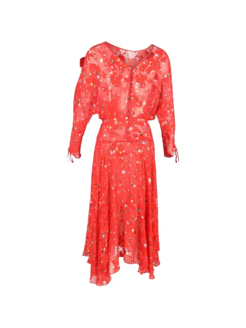 Preen Line floral-printed midi dress Red NAPPUGBCL462488W
