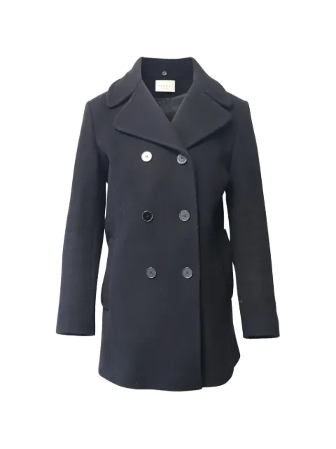 SANDRO double-breasted peacoat Black NAPPUGBCL218378W