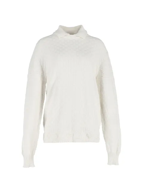 Louis Vuitton Pre-Owned collared grid-pattern sweater Neutrals NAPPUGBCL463267M
