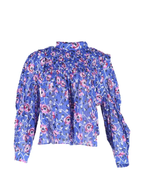 Isabel Marant Vintage Pintucked floral blouse Blue TONPUGBCL455406W
