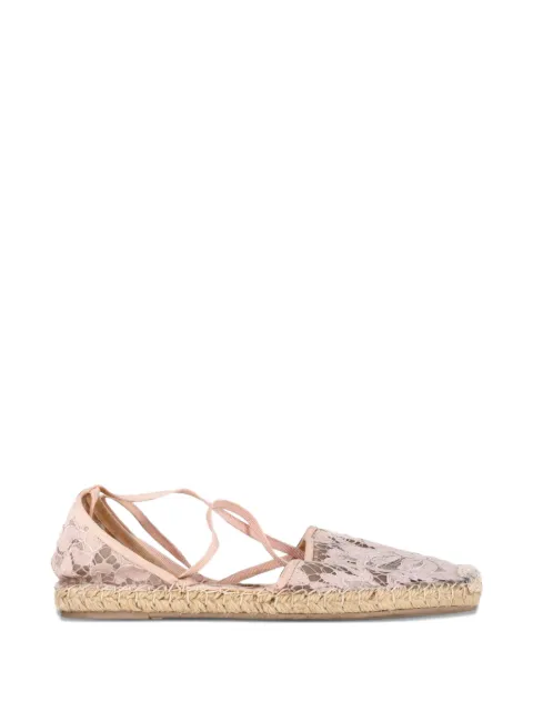 Valentino Garavani Pre-Owned floral lace self-tie espadrille flats Pink NAPPUGBSH444523W