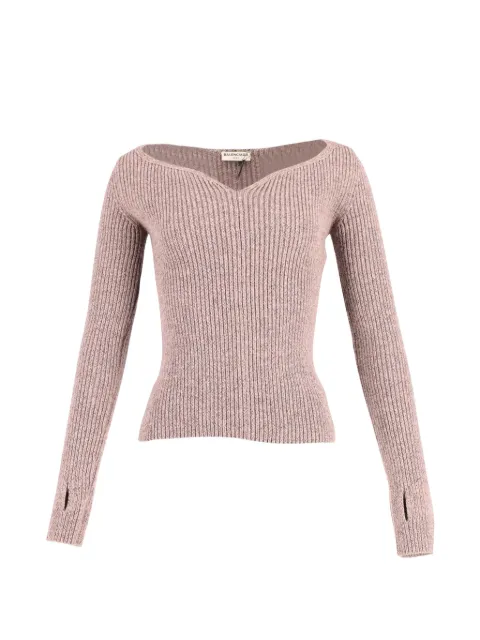 Balenciaga Pre-Owned V-neck thumb-hole top Neutrals NAPPUGBCL183842W