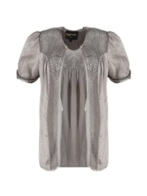 032c crochet short sleeve cardigan Grey NAPPUGBCL462824W