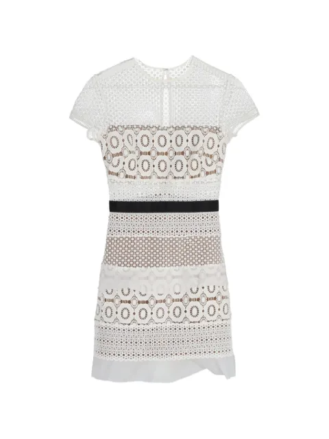 Self-Portrait short-sleeve lace mini dress White NAPPUGBCL410412W