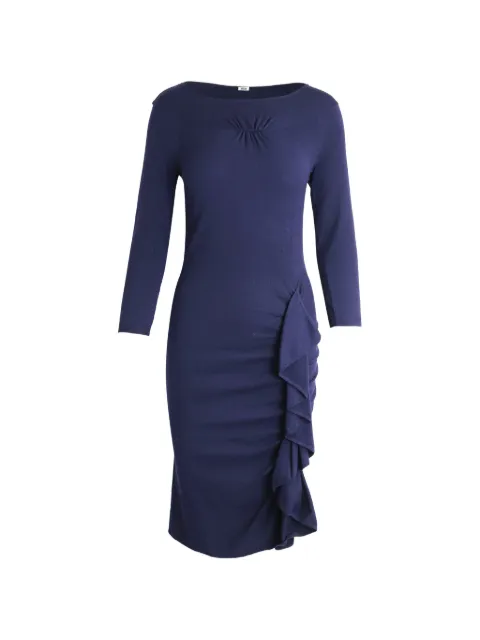 Moschino Pre-Owned ruffle-detail long-sleeve midi dress Blue NAPPUGBCL268177W
