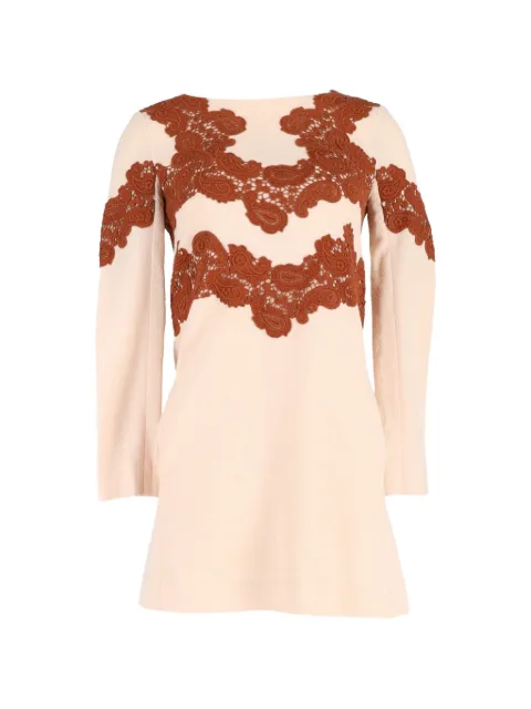 Chloé Vintage lace-trim wool mini dress Neutrals NAPPUGBCL366224W