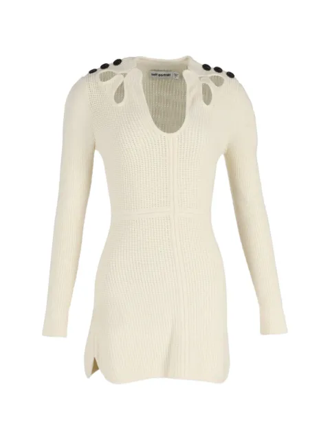 Self-Portrait cut-out-detail ribbed mini dress Neutrals NAPPUGBCL301200W