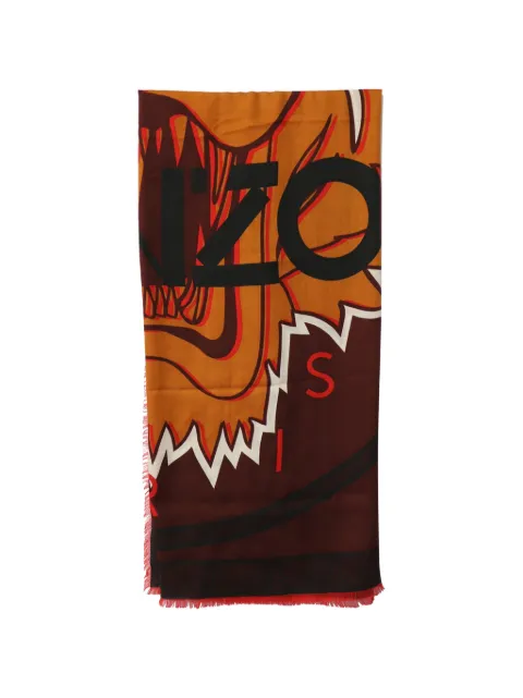 Kenzo Pre-Owned tiger-embellishment scarf Brown NAPPUGBJE235869W