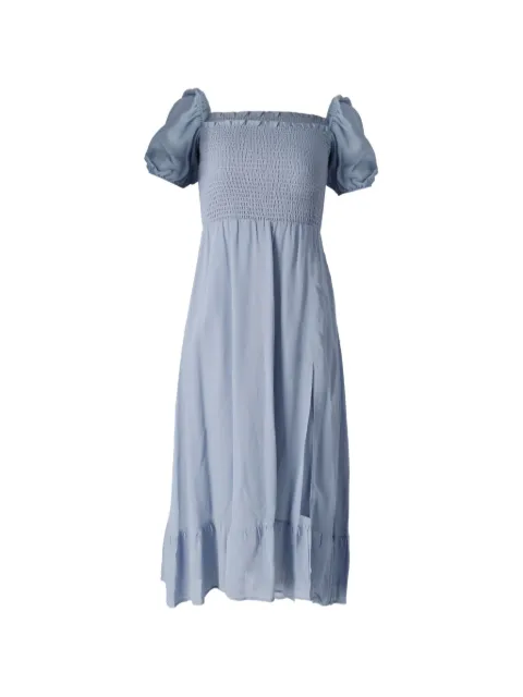 Reformation square-neck puff-sleeve midi dress Blue NAPPUGBCL230526W