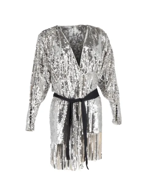 ROTATE BIRGER CHRISTENSEN Samantha sequin wrap mini dress Silver TONPUGBCL425242W