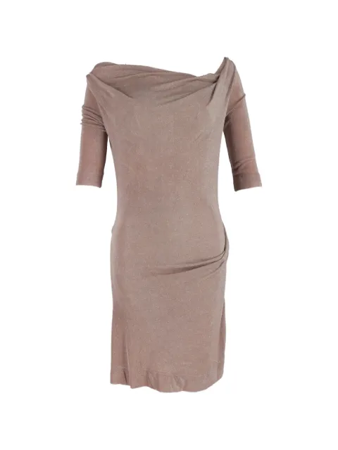 Vivienne Westwood Pre-Owned asymmetric-neckline midi dress Neutrals TONPUGBCL457644W