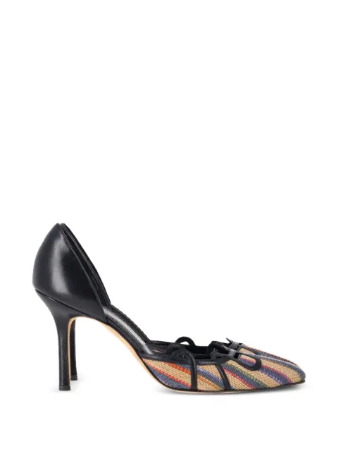 Manolo Blahnik pointed-toe raffia pumps Black NAPPUGBSH462851W