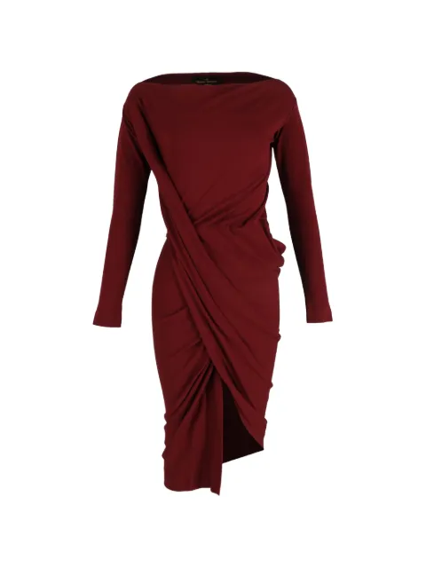 Vivienne Westwood Pre-Owned draped long-sleeve midi dress Red NAPPUGBCL381507W