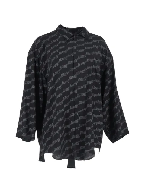 Balenciaga Pre-Owned logo print long-sleeve shirt Black NAPPUGBCL452929W