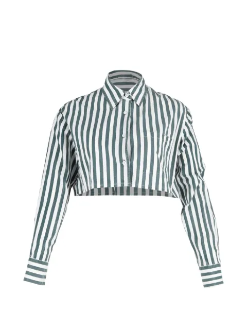 The Frankie Shop stripe long sleeve crop shirt Green NAPPUGBCL419915W