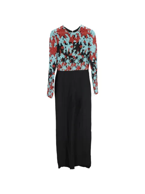 Elie Saab floral embroidered long sleeve jumpsuit Black NAPPUGBCL410518W