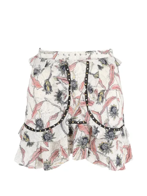 Isabel Marant Vintage Ugi embellished ruffled mini skirt Neutrals NAPPUGBCL400536W