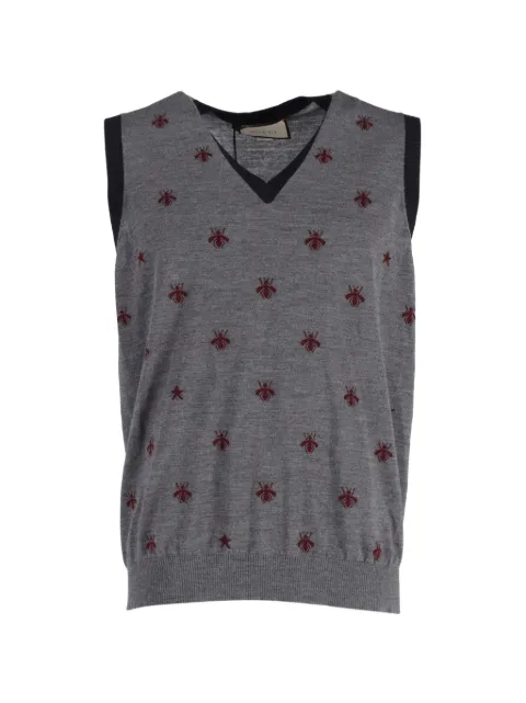 Gucci Pre-Owned bee star V-neck vest Grey MRPPUGBCL403520M