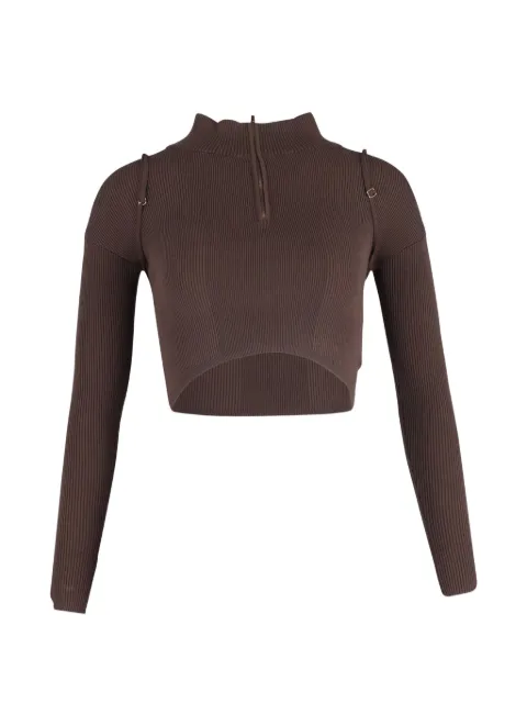Jacquemus Pre-Owned ribbed-knit sweater Brown NAPPUGBCL370119W