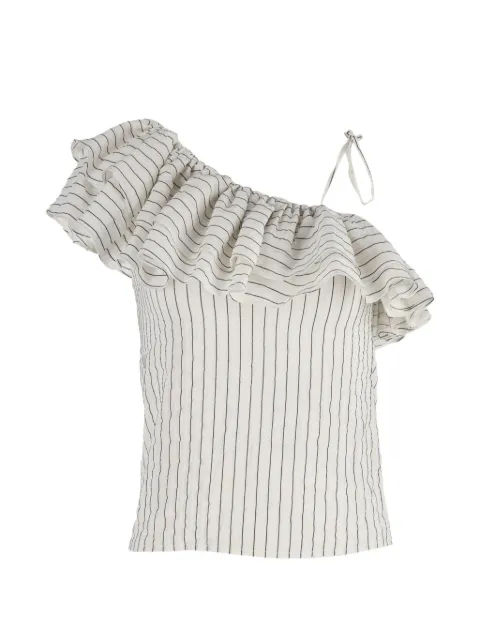 GANNI wilkie ruffled striped blouse Neutrals NAPPUGBCL410404W