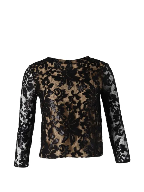 Diane Von Furstenberg Vintage lace-overlay sequin blouse Black NAPPUGBCL422231W