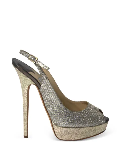 Jimmy Choo Pre-Owned glitter platform slingback pumps Silver NAPPUGBSH207250W