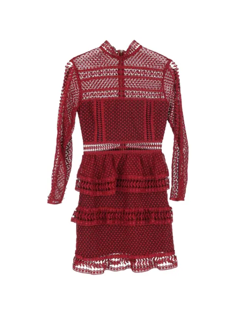 Self-Portrait lace long-sleeve dress Red NAPPUGBCL452498W