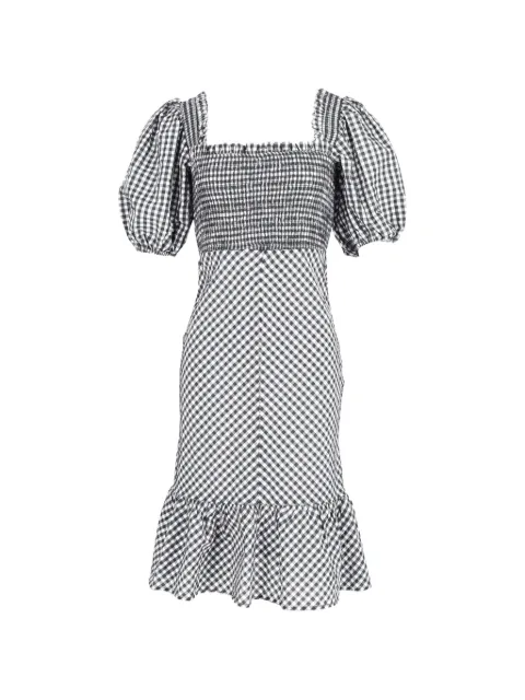 GANNI puff-sleeve gingham dress White NAPPUGBCL230015W