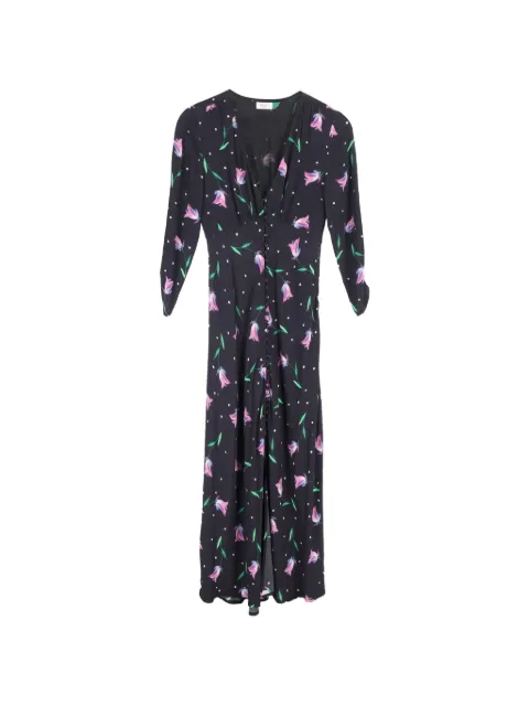 Rixo tulip-printed crepe midi dress Black TONPUGBCL462445W